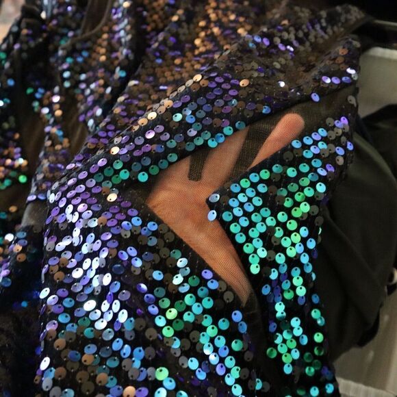 SHO by Tadashi Shoji Sz XS Shamrock Sequin Above The Knee Body-Con Dress - Picture 9 of 16